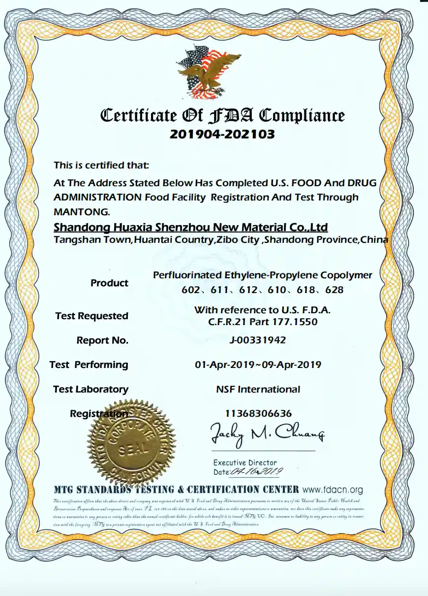 Yozonetech FEP FDA certificate