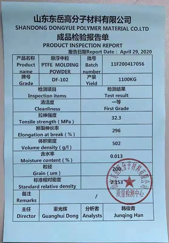 Yozonetech PTFE material test report
