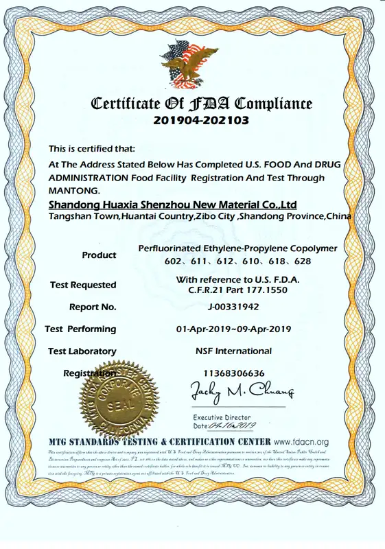FDA Compliance Certificate