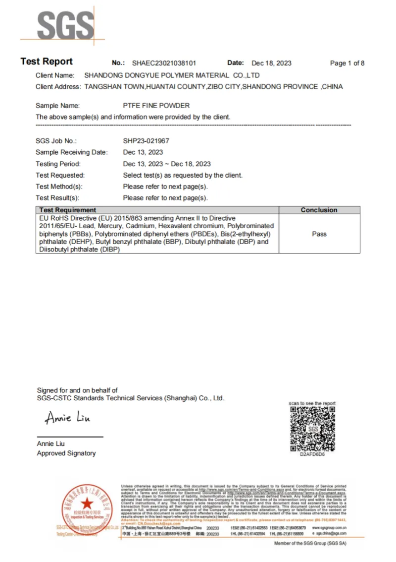 RoHS certificate
